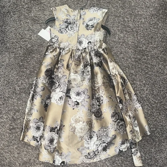 Bonnie Jean Formal Floral Silver/Gray and Gold Dress Size 7 - Picture 4 of 4